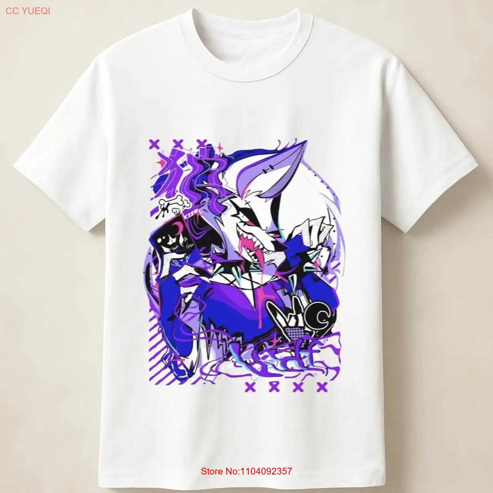Vintage Fashion Photos - Camiseta Morada con Estampado de Lobo