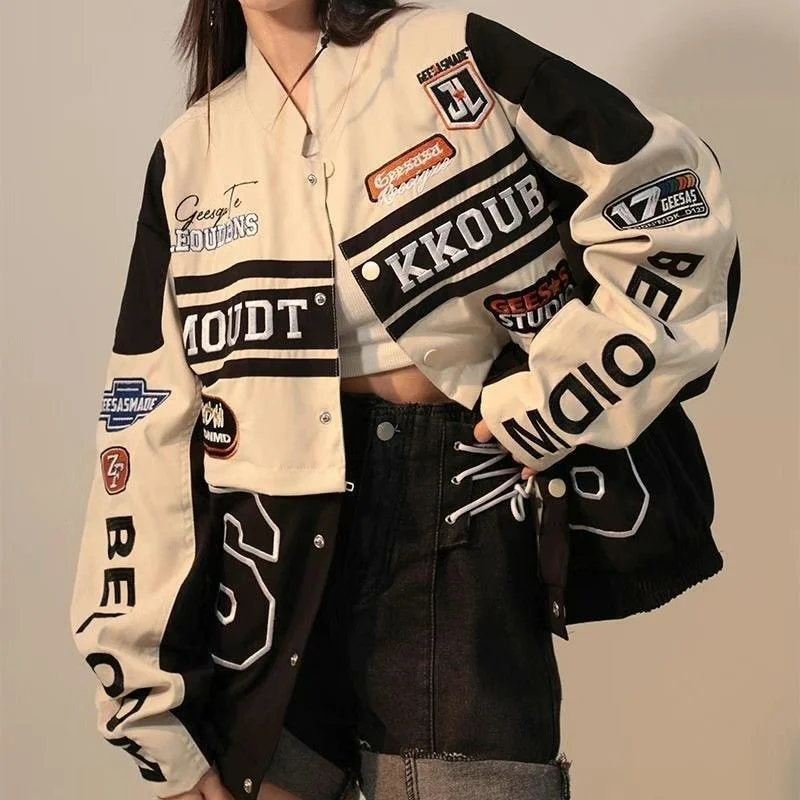 Vintage Fashion Postcards - Chaqueta Bomber americana Vintage para mujer,