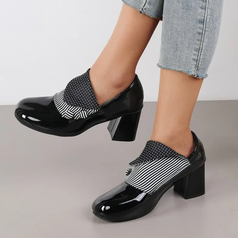 Vintage Slip Dress - Zapatos de Tacón Ancho para Mujer,