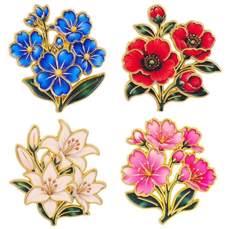 Vintage Urban Fashion - Bonito Broche de Esmalte Floral Vintage