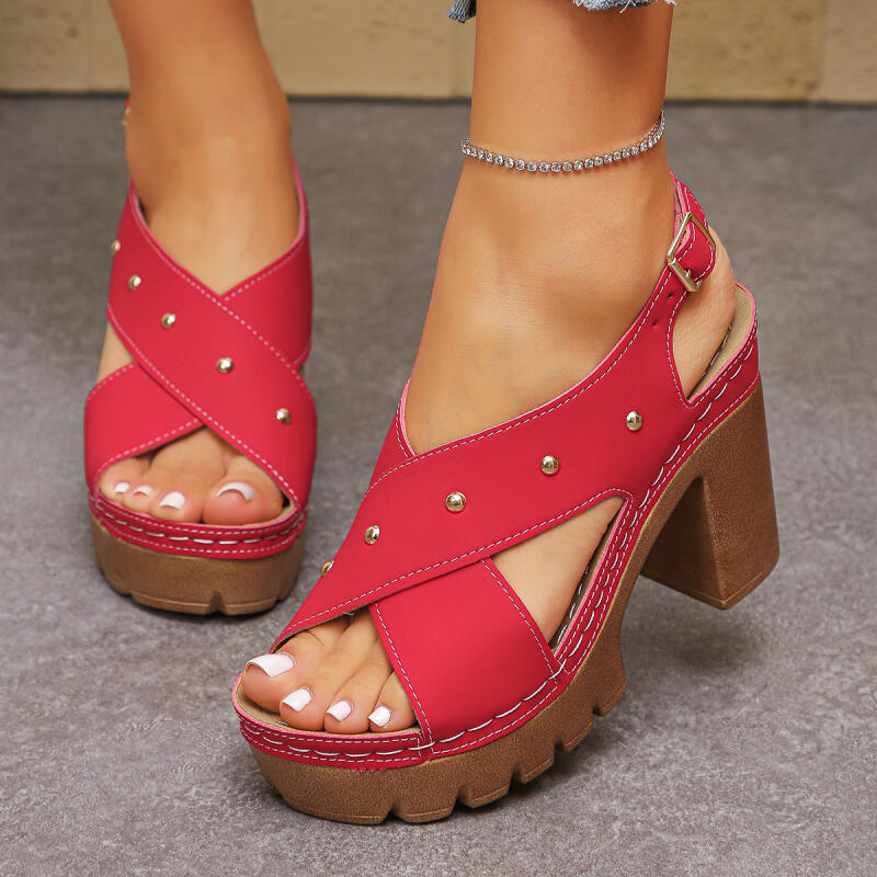 Vintage Slip Dress - Sandalias de gladiador con correa cruzada