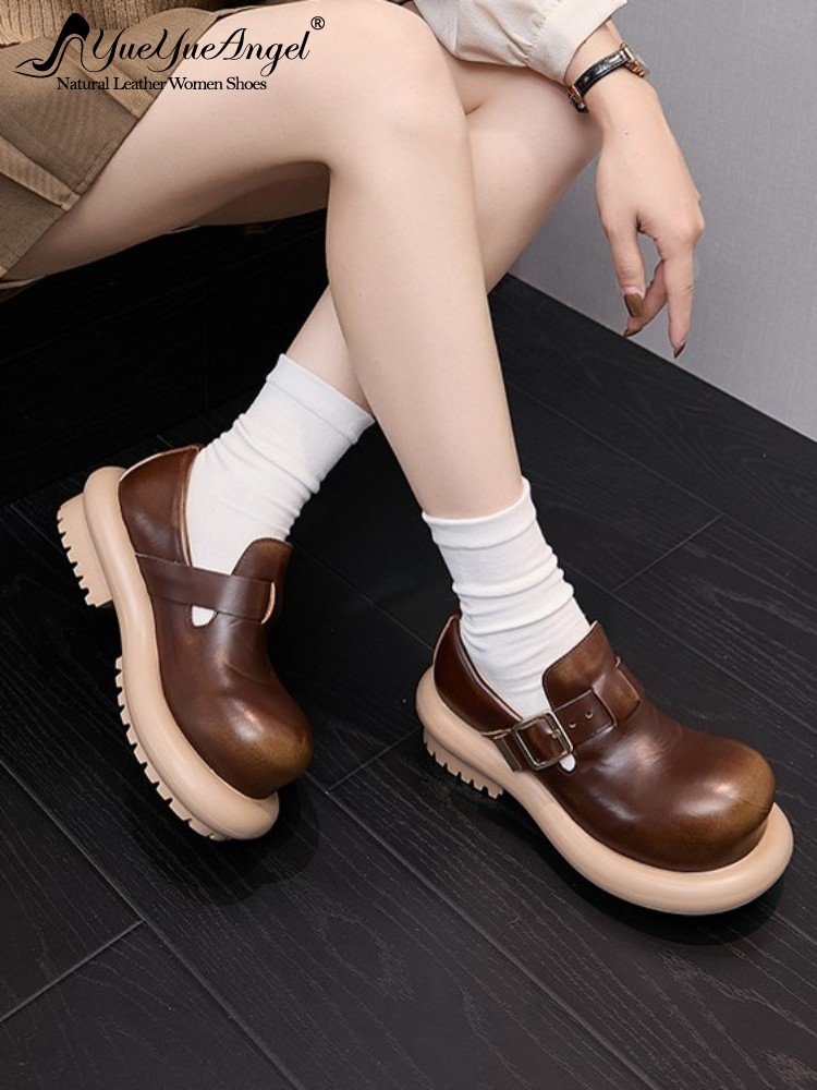 Zapatos Derby de cuero genuino - Vintage Style Women Fashion reseña y precio