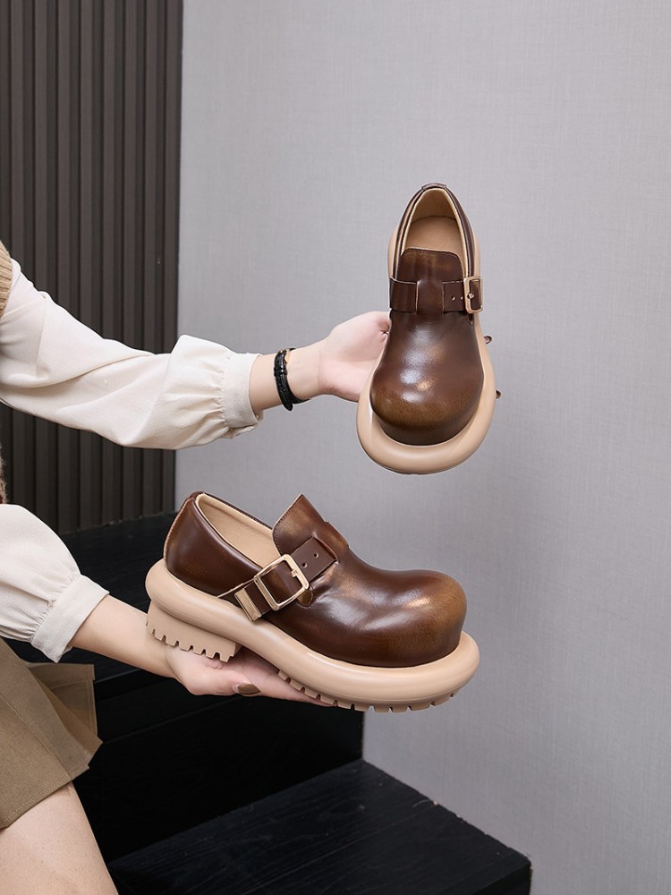 Zapatos Derby de cuero genuino - Vintage Style Women Fashion reseña y precio